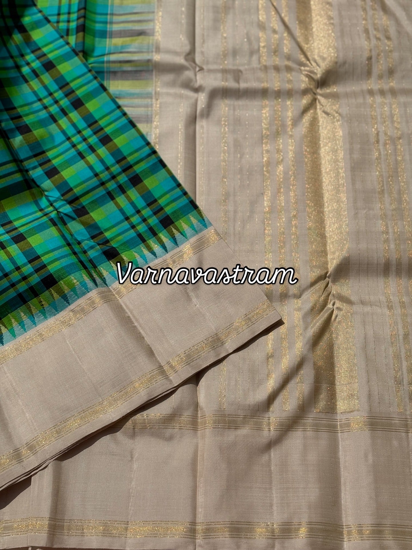 A pleasant Burberry kattam korvai kanchivaram silk saree