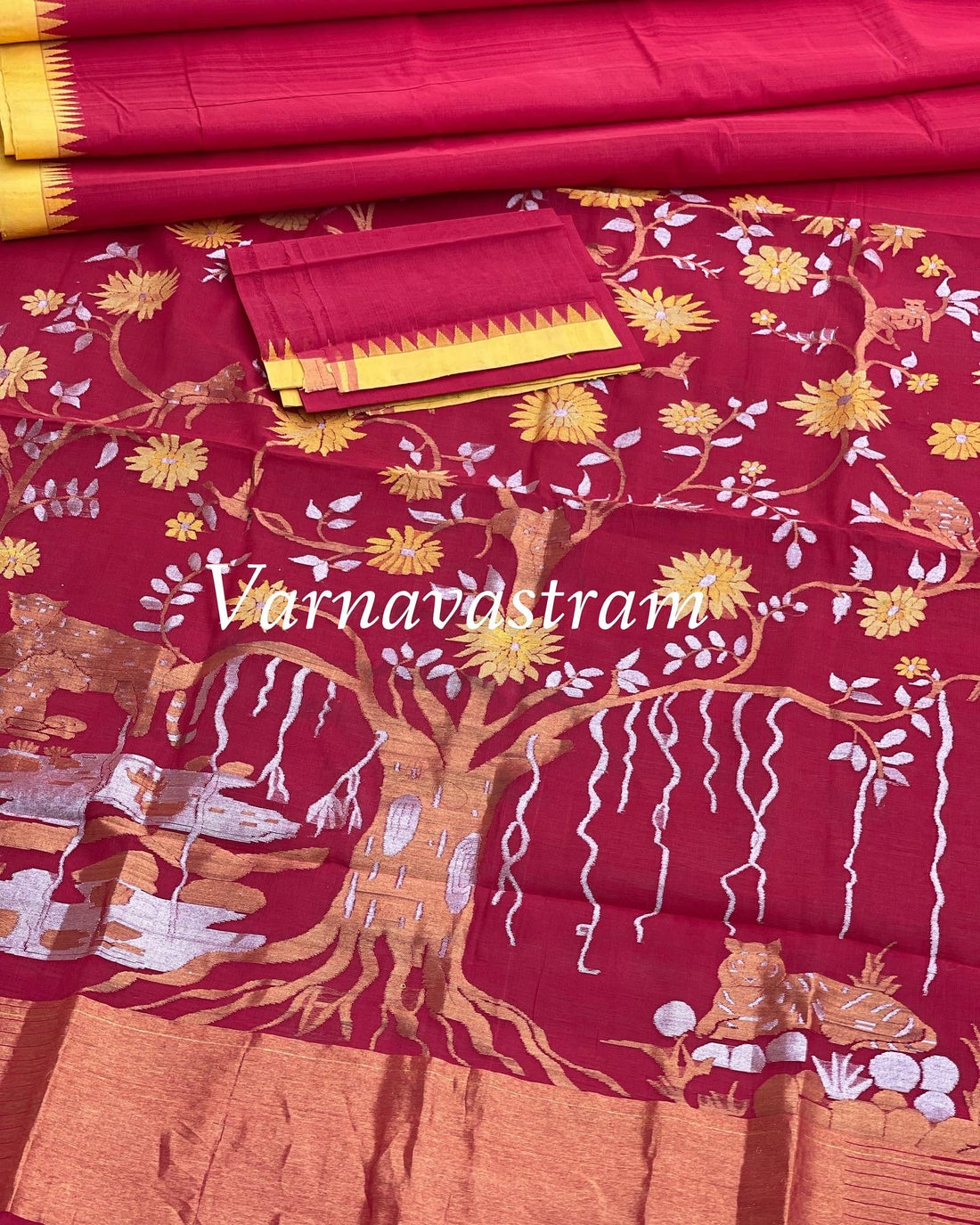 Ponduru Handspun Khadi Cotton Jamdani Weave Saree