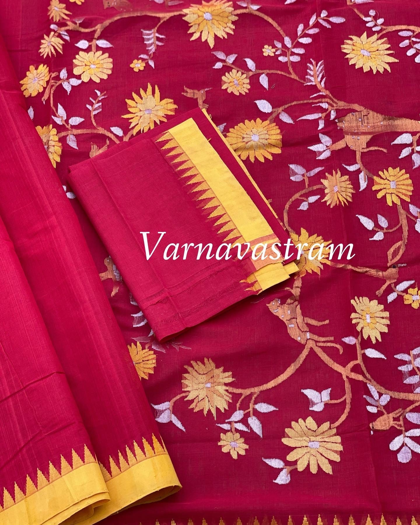 Ponduru Handspun Khadi Cotton Jamdani Weave Saree