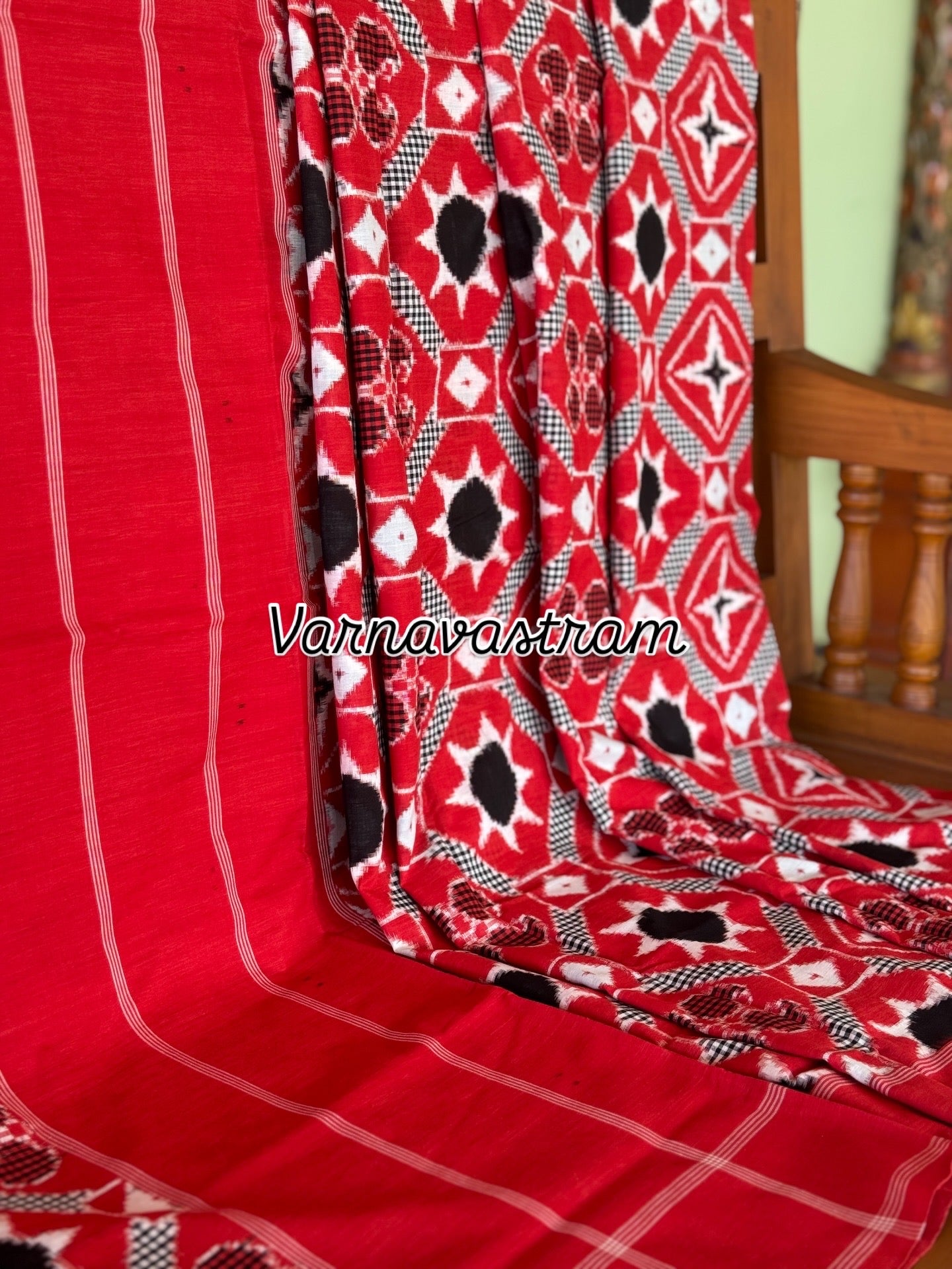 A Masterpiece  Double Ikkat Telia Rumal Cotton Saree