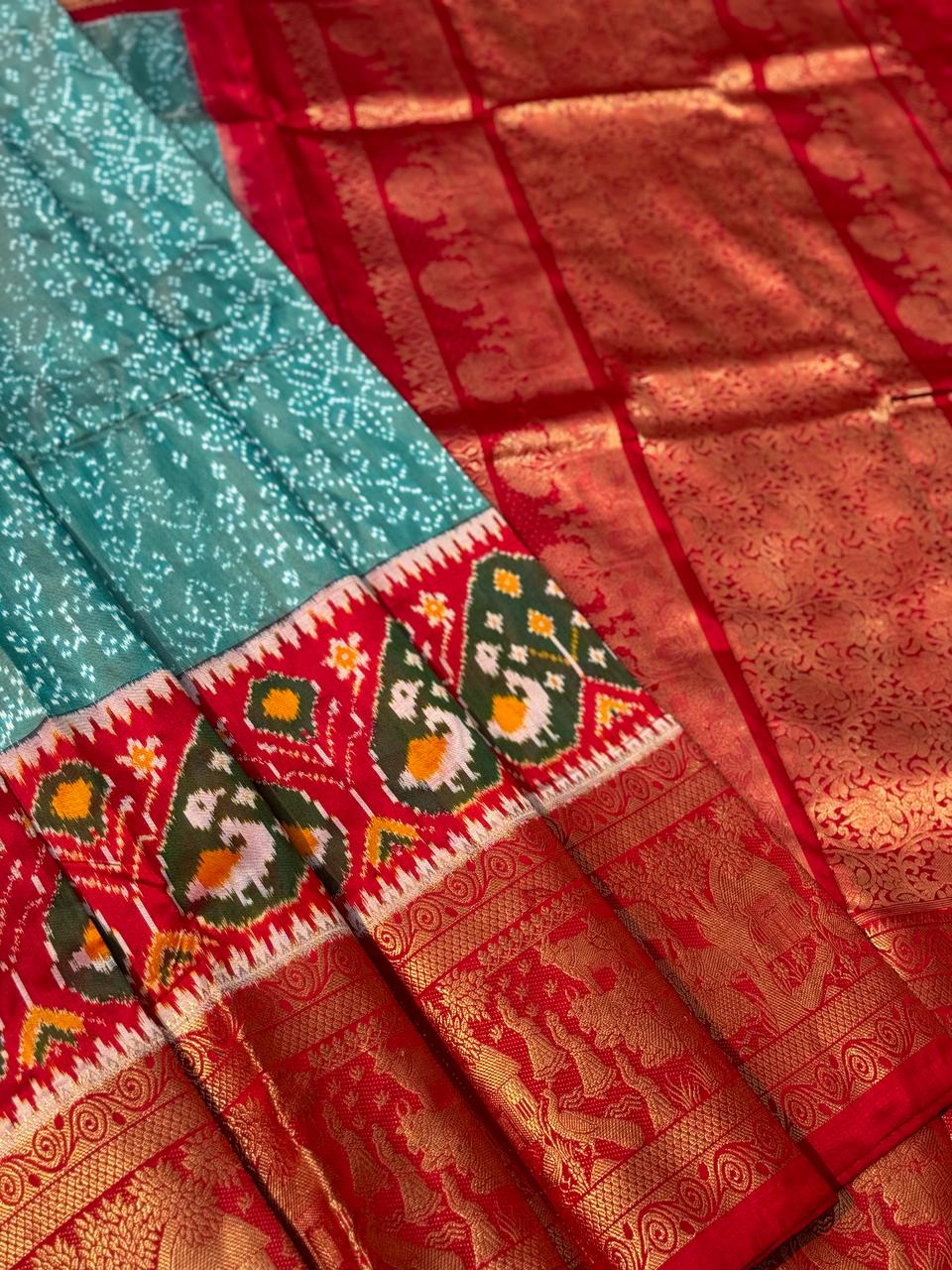 Twill Ikkat Kanchivaram border silk saree