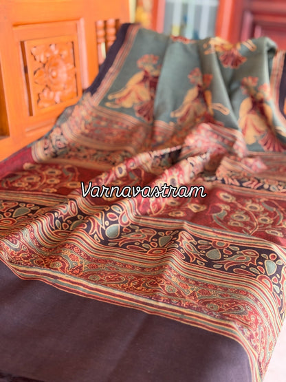 NATURAL DYED / VEGETABLE DYED HANDBLOCK PRINTS AJRAKH SILK DUPPATTA
