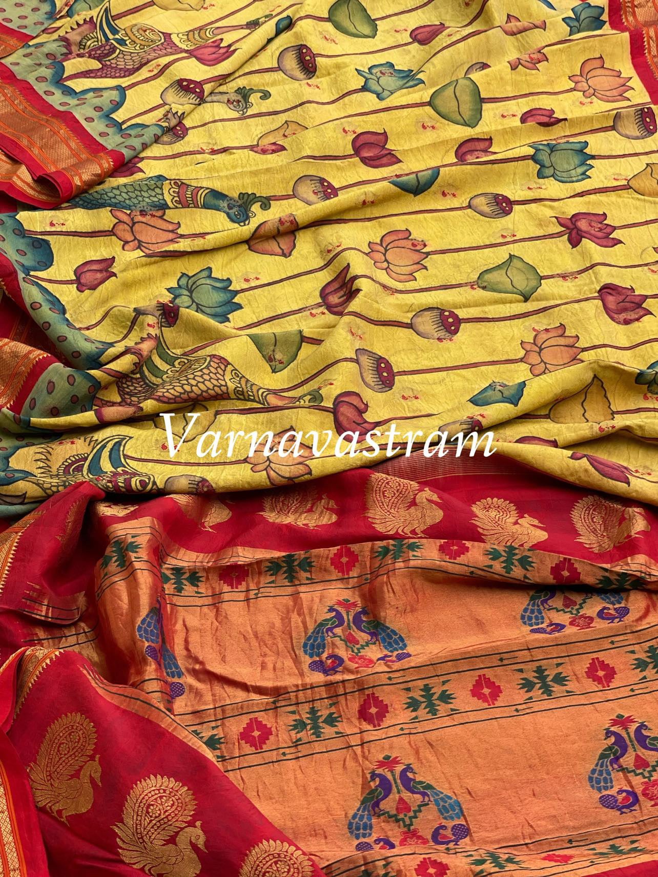 Paithani Silk Penkalamkari Saree