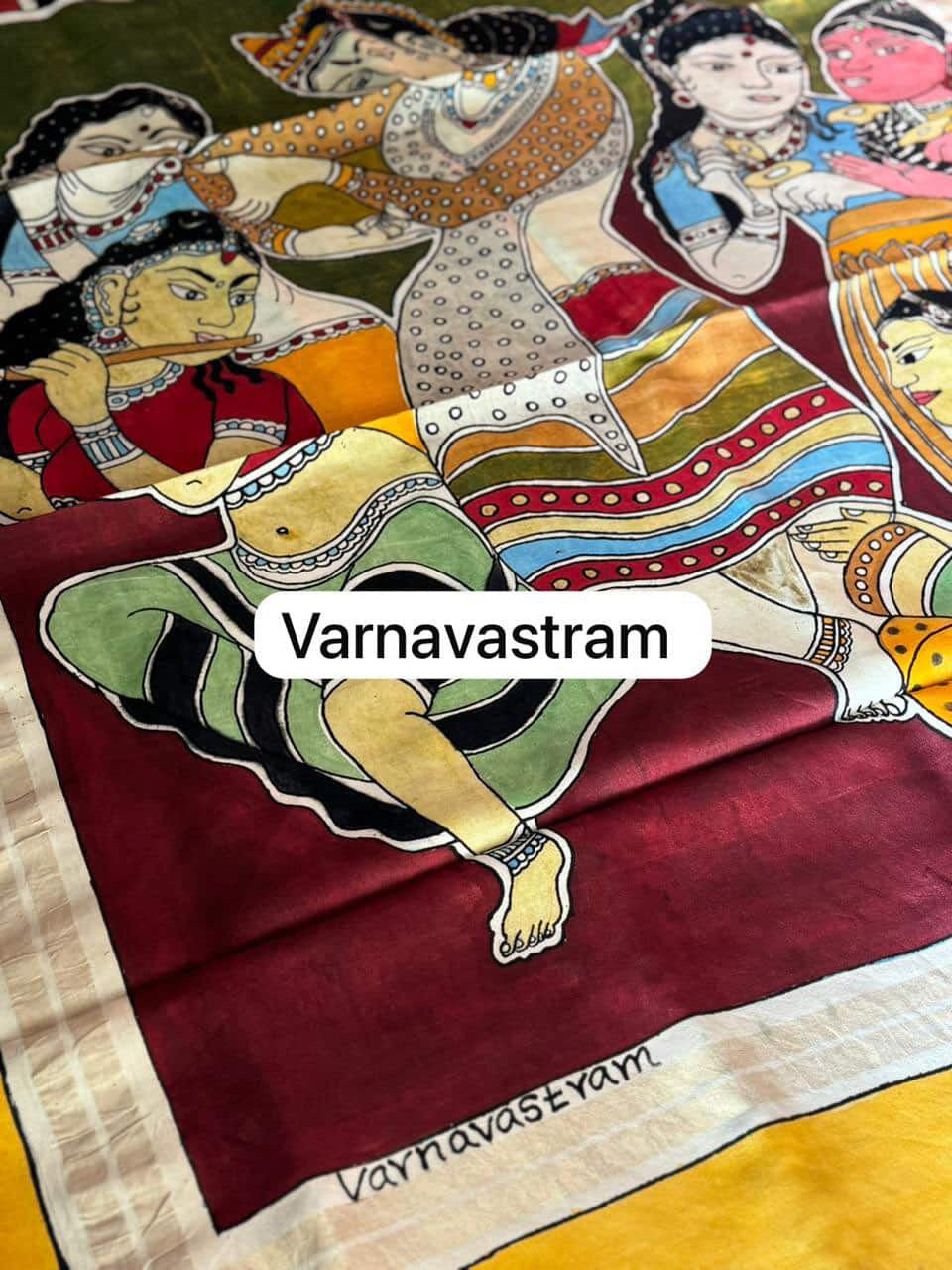 PART 2 PAYMENT MAAYA - The Ajanta Cave paintings inspired and recreated temple wall painting in sickalnayakanpet penkalamkari silk saree