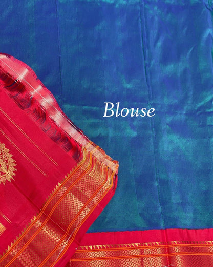 Paithani Silk Saree With Meenakari Buttas On Body With Kadiyal Border