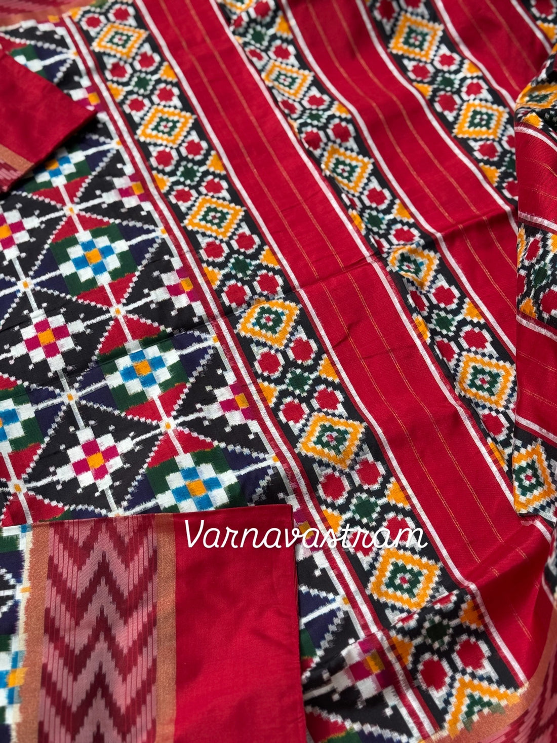 Multicolour Patola Inspired Double Ikkat Silk Saree