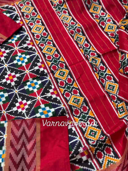 Multicolour Patola Inspired Double Ikkat Silk Saree