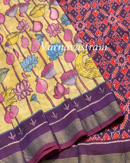 Penkalamkari Ikkat Silk Saree