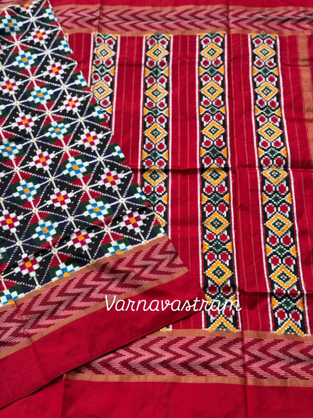 Multicolour Patola Inspired Double Ikkat Silk Saree