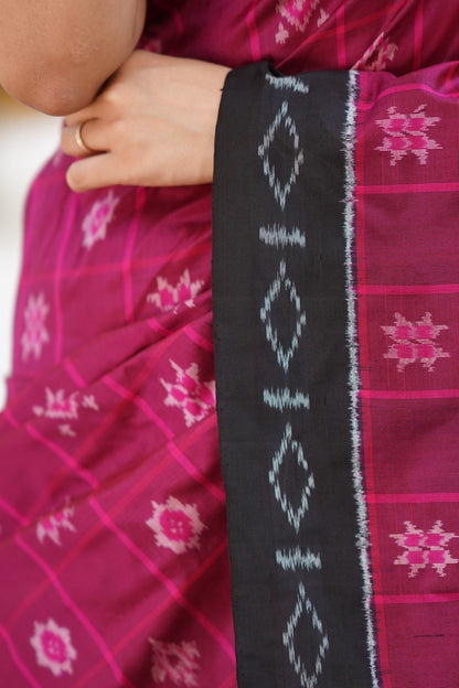 Plum pink Nirangal contemporary Silk ikkat Saree