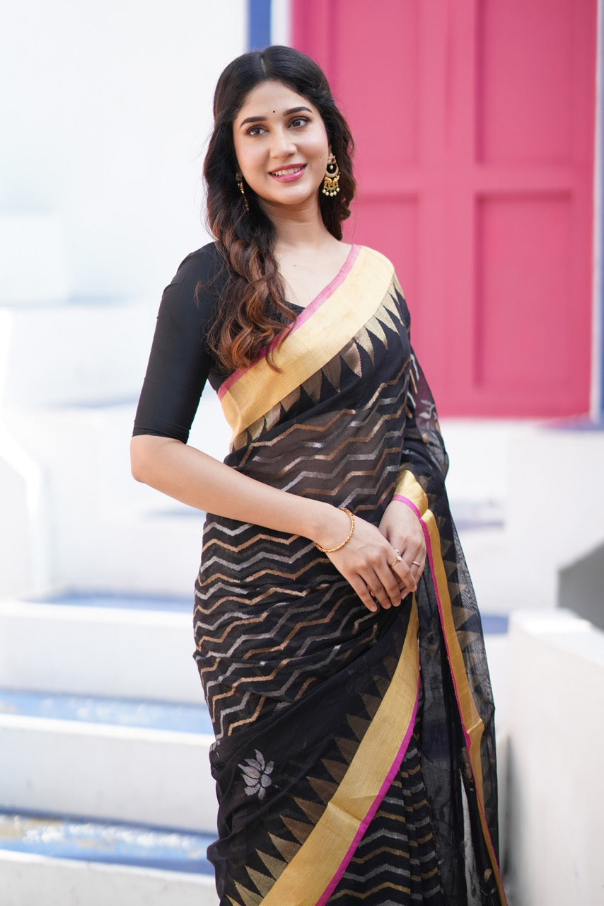A Brand Exclusive Ponduru Khadi Jamdani saree