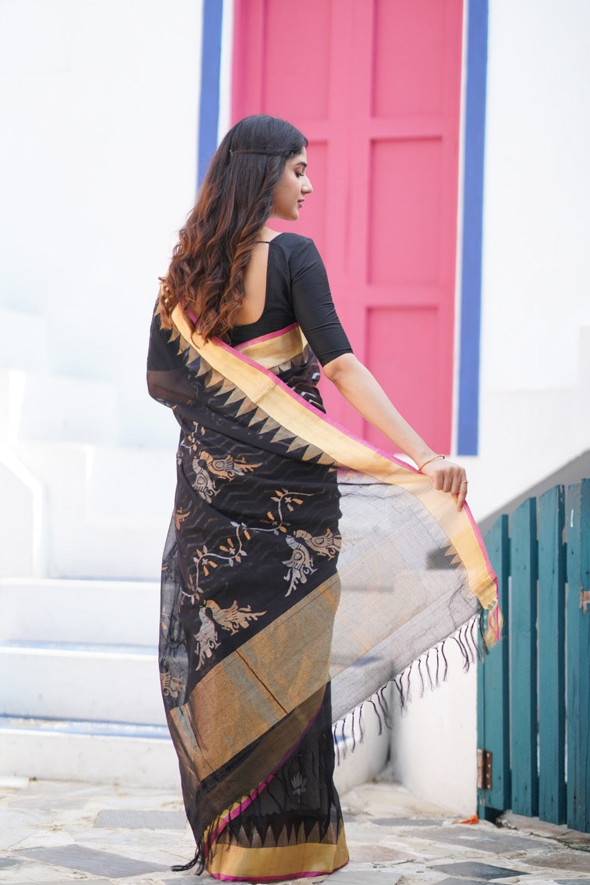 A Brand Exclusive Ponduru Khadi Jamdani saree