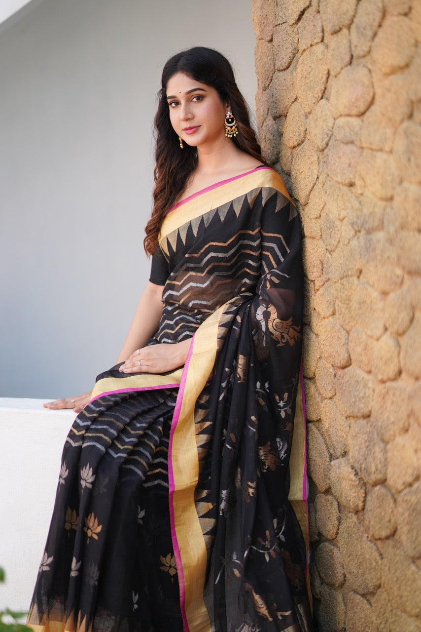 A Brand Exclusive Ponduru Khadi Jamdani saree