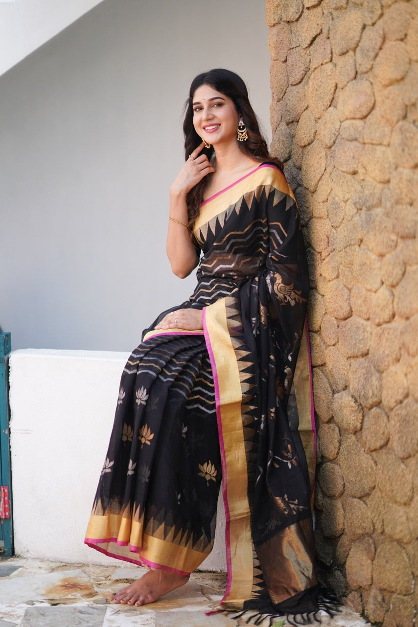 A Brand Exclusive Ponduru Khadi Jamdani saree