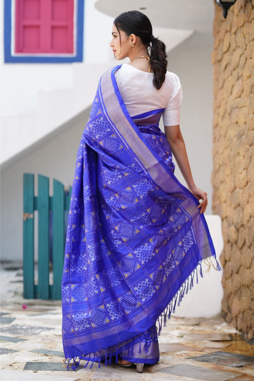 Revival Vintage Silk Ikkat On Premium Mulberry Silk Saree