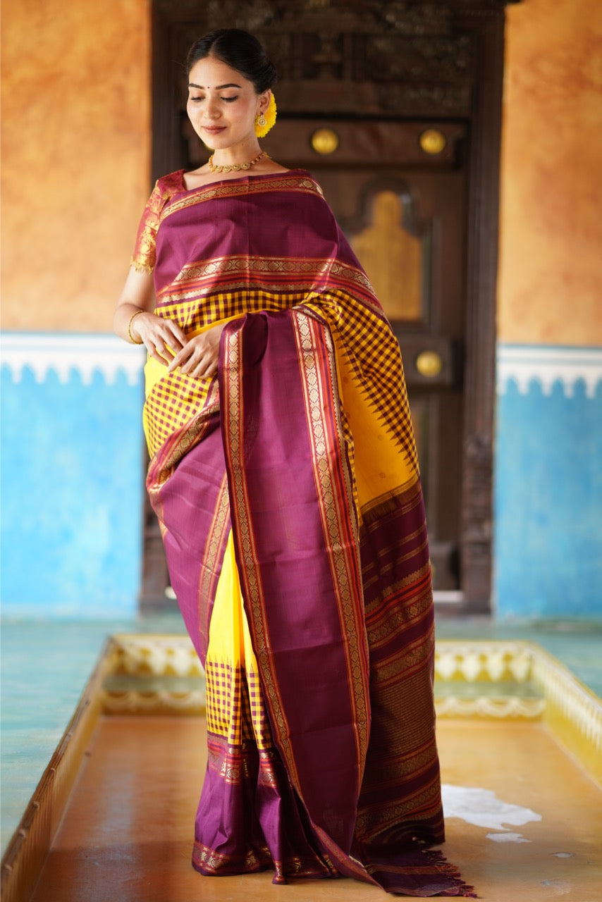 Parampara Vairaoosi with alternate korai kanchivaram silk saree