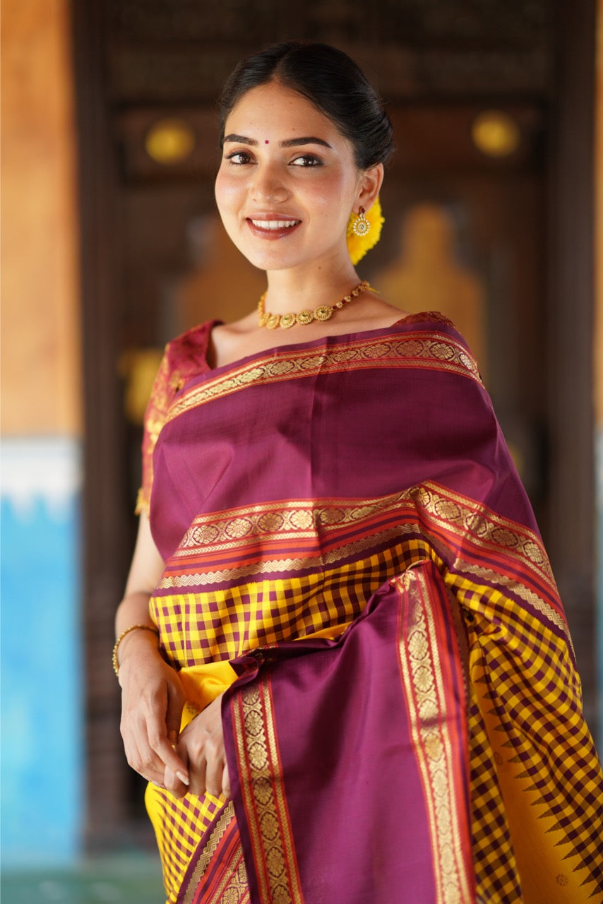 Parampara Vairaoosi with alternate korai kanchivaram silk saree
