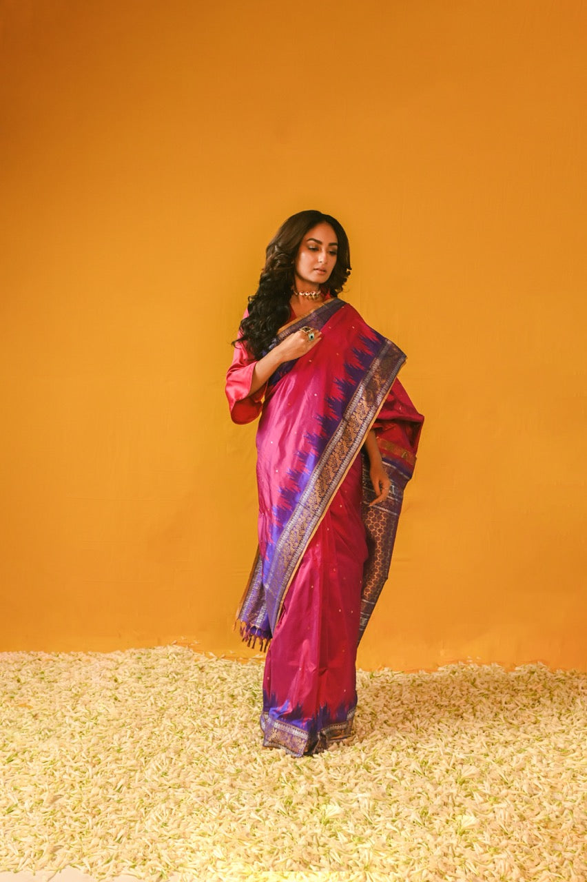 A vintage Revival Kanchivaram Ikkat  silk saree