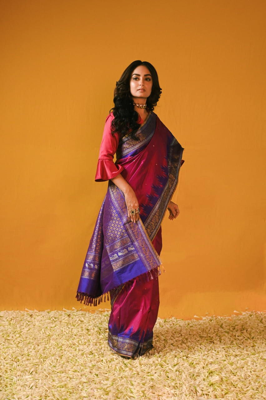 A vintage Revival Kanchivaram Ikkat silk saree