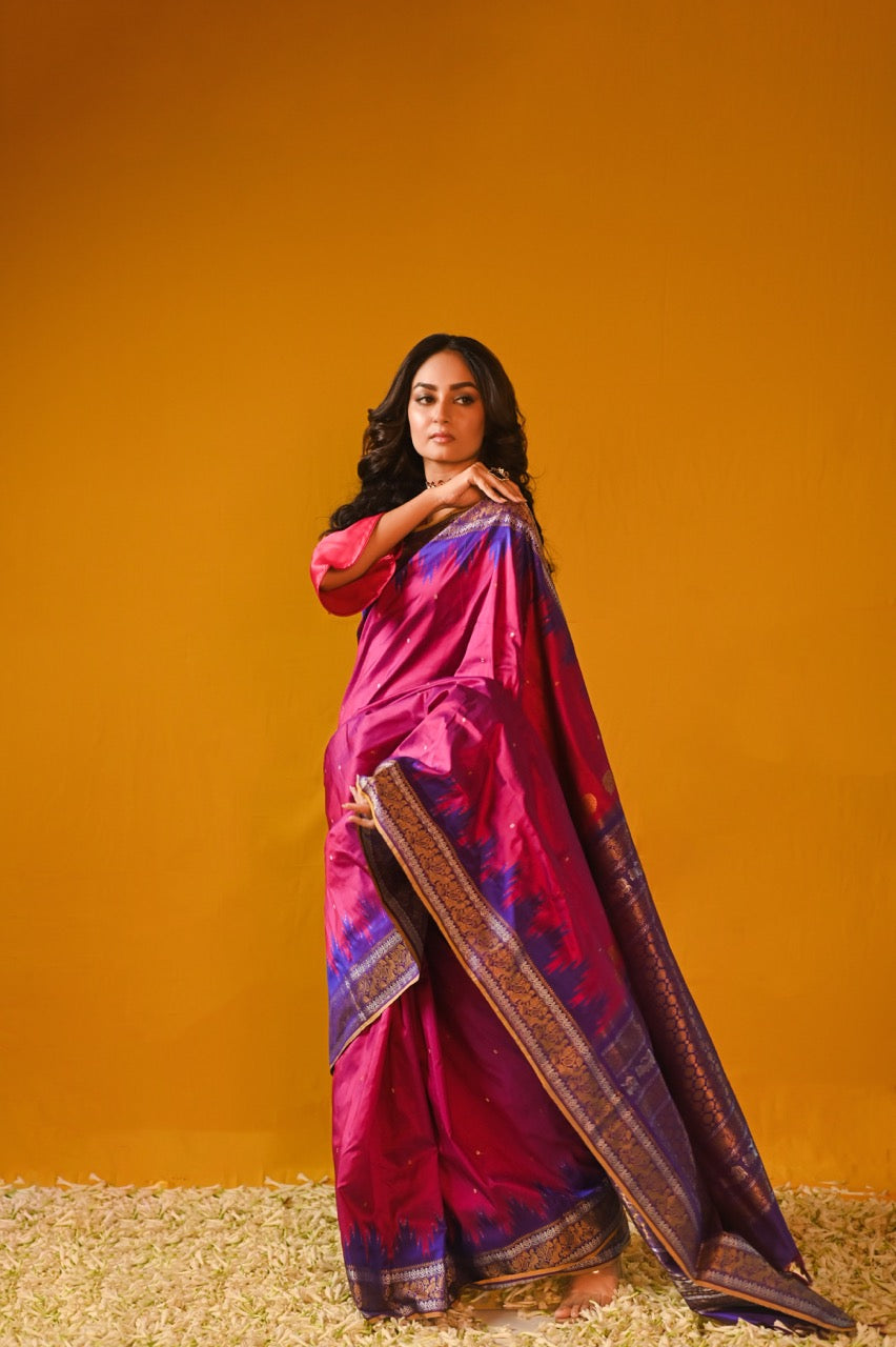 A vintage Revival Kanchivaram Ikkat  silk saree