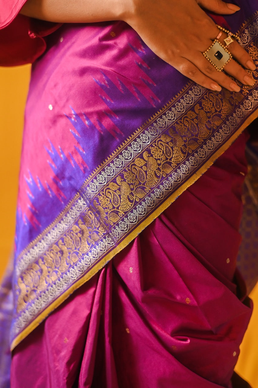 A vintage Revival Kanchivaram Ikkat  silk saree