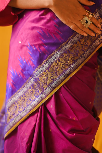 A vintage Revival Kanchivaram Ikkat  silk saree