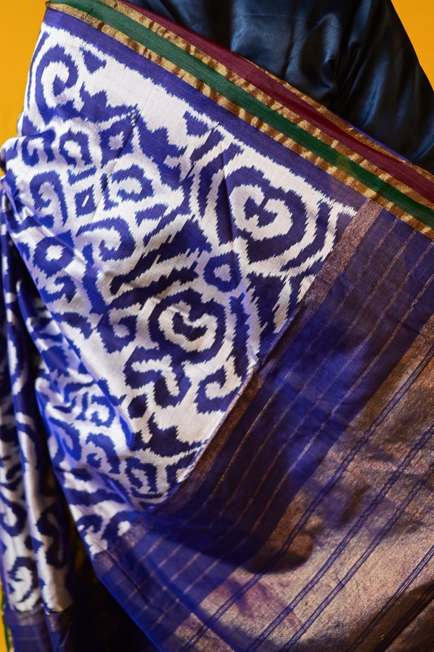 Exclusive Uzbek inspired Tussar by Mulberry silk Ikkat Saree