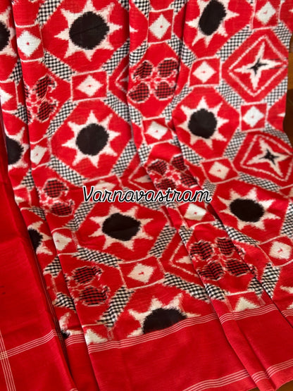 A Masterpiece  Double Ikkat Telia Rumal Cotton Saree