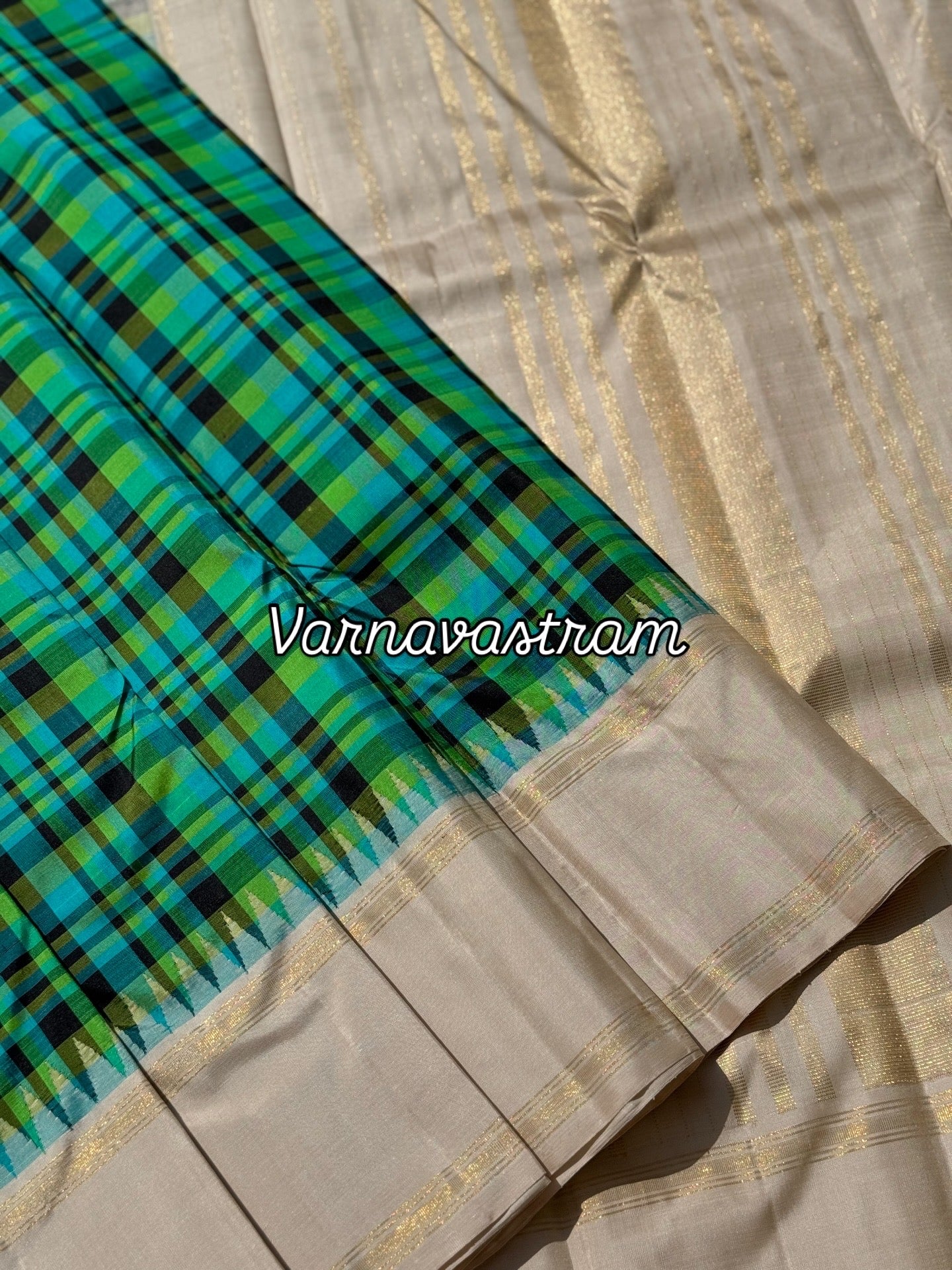 A pleasant Burberry kattam korvai kanchivaram silk saree