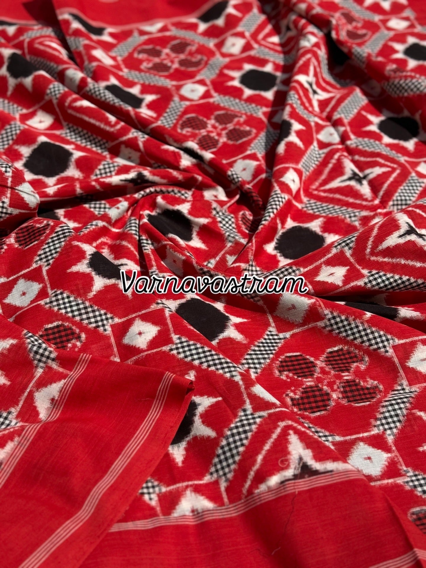 A Masterpiece  Double Ikkat Telia Rumal Cotton Saree