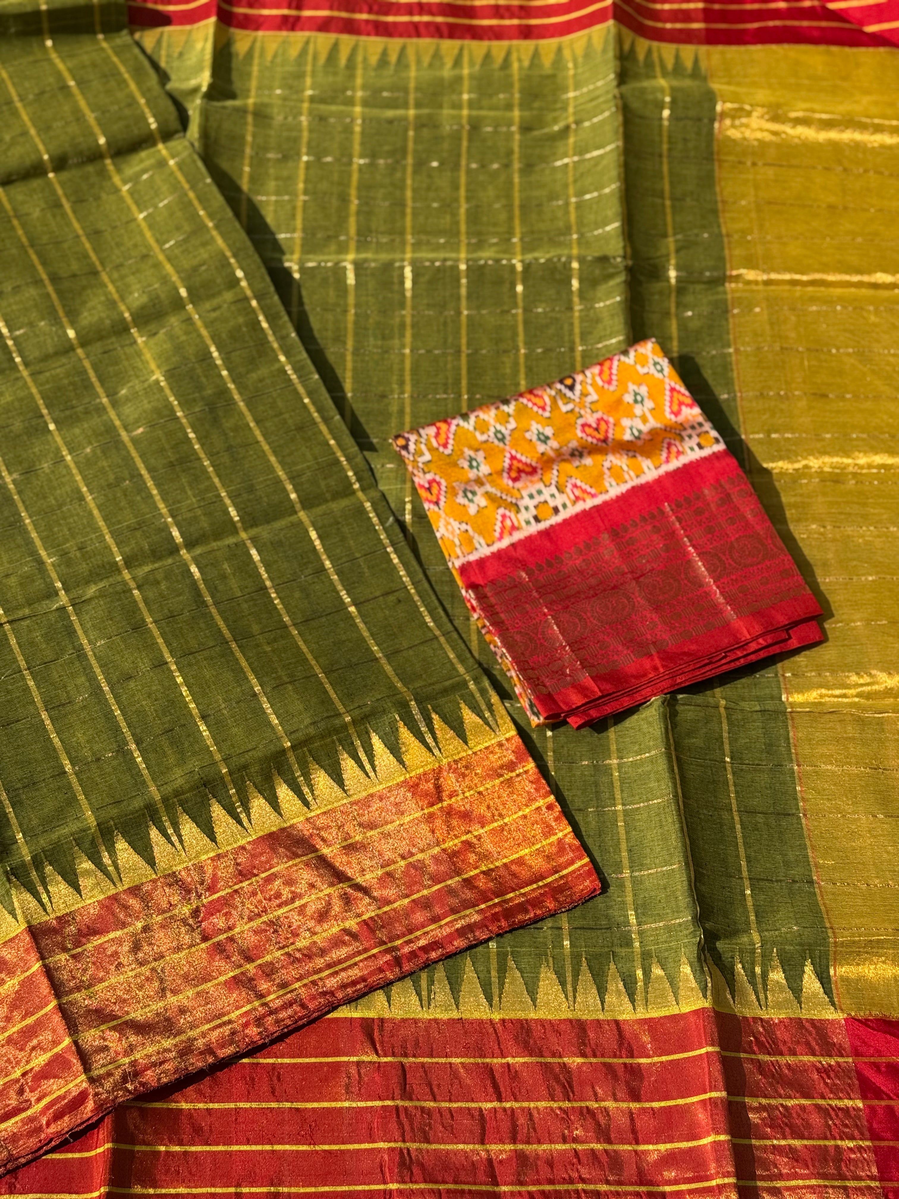 Handspun and handwoven zari tissue ponduru Khadhi cotton saree