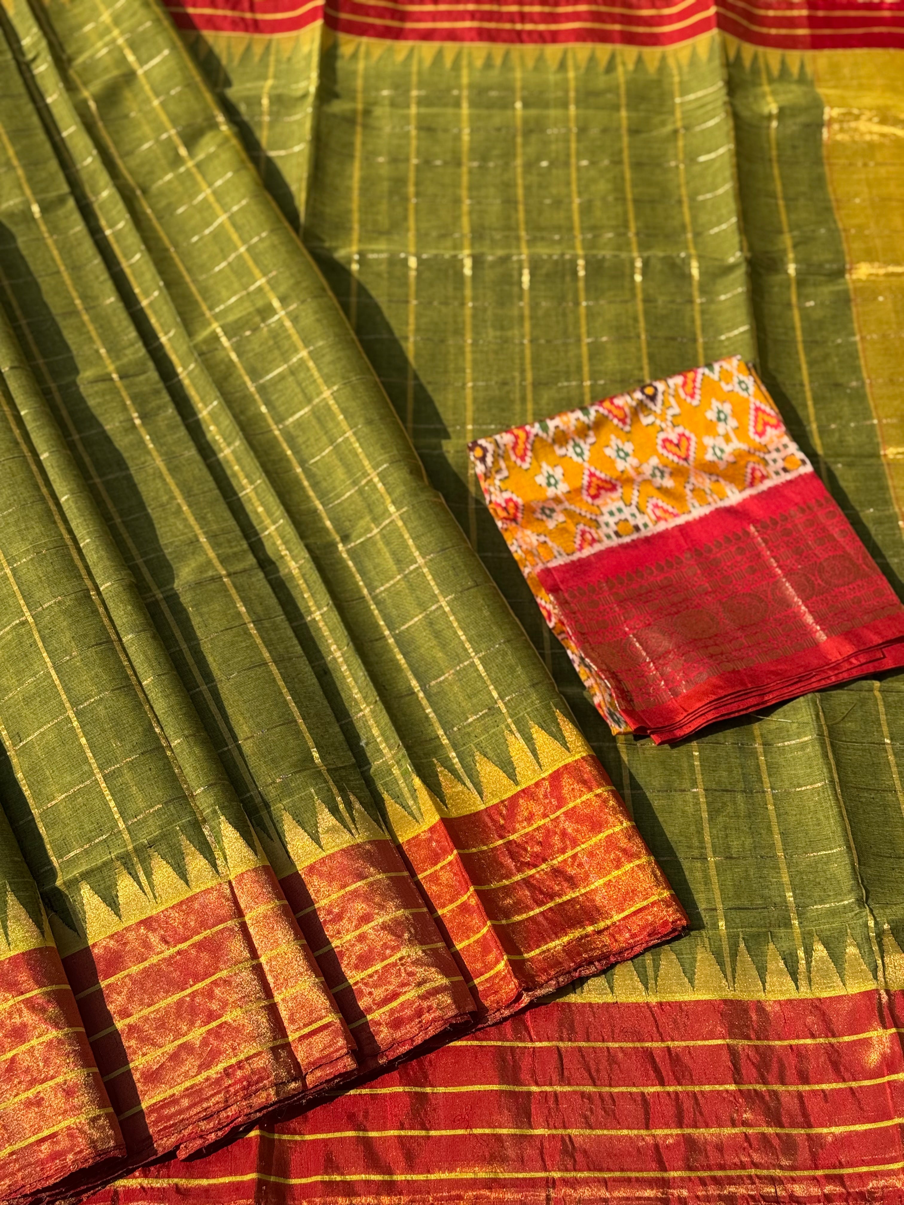 Handspun and handwoven zari tissue ponduru Khadhi cotton saree