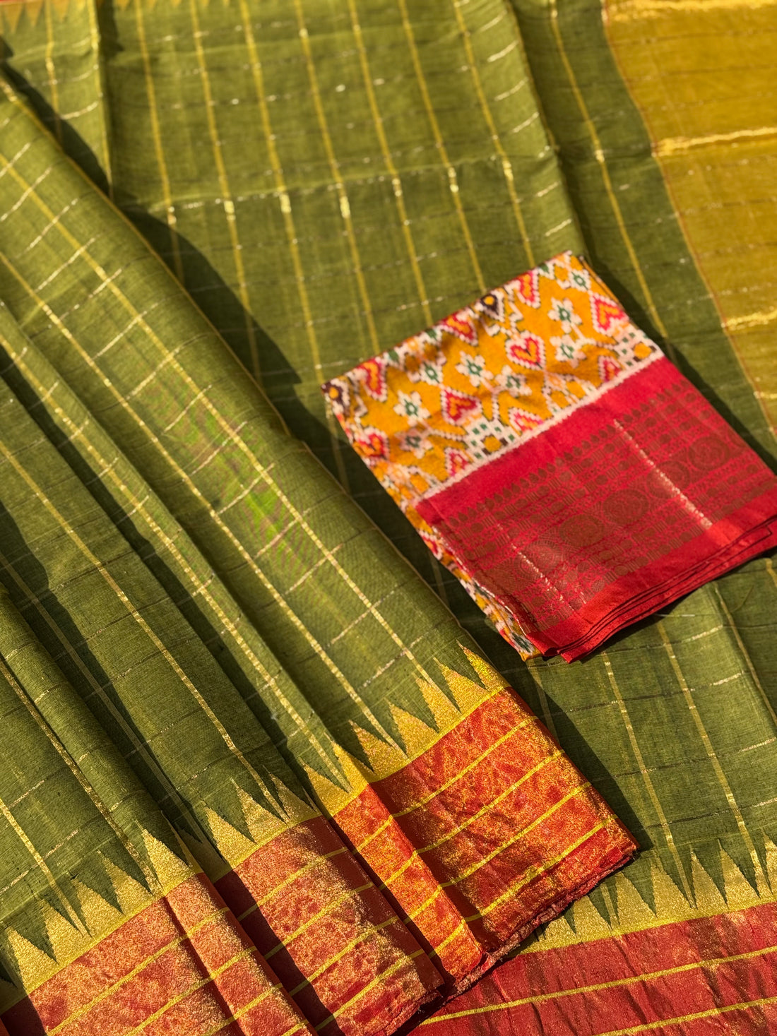 Handspun and handwoven zari tissue ponduru Khadhi cotton saree