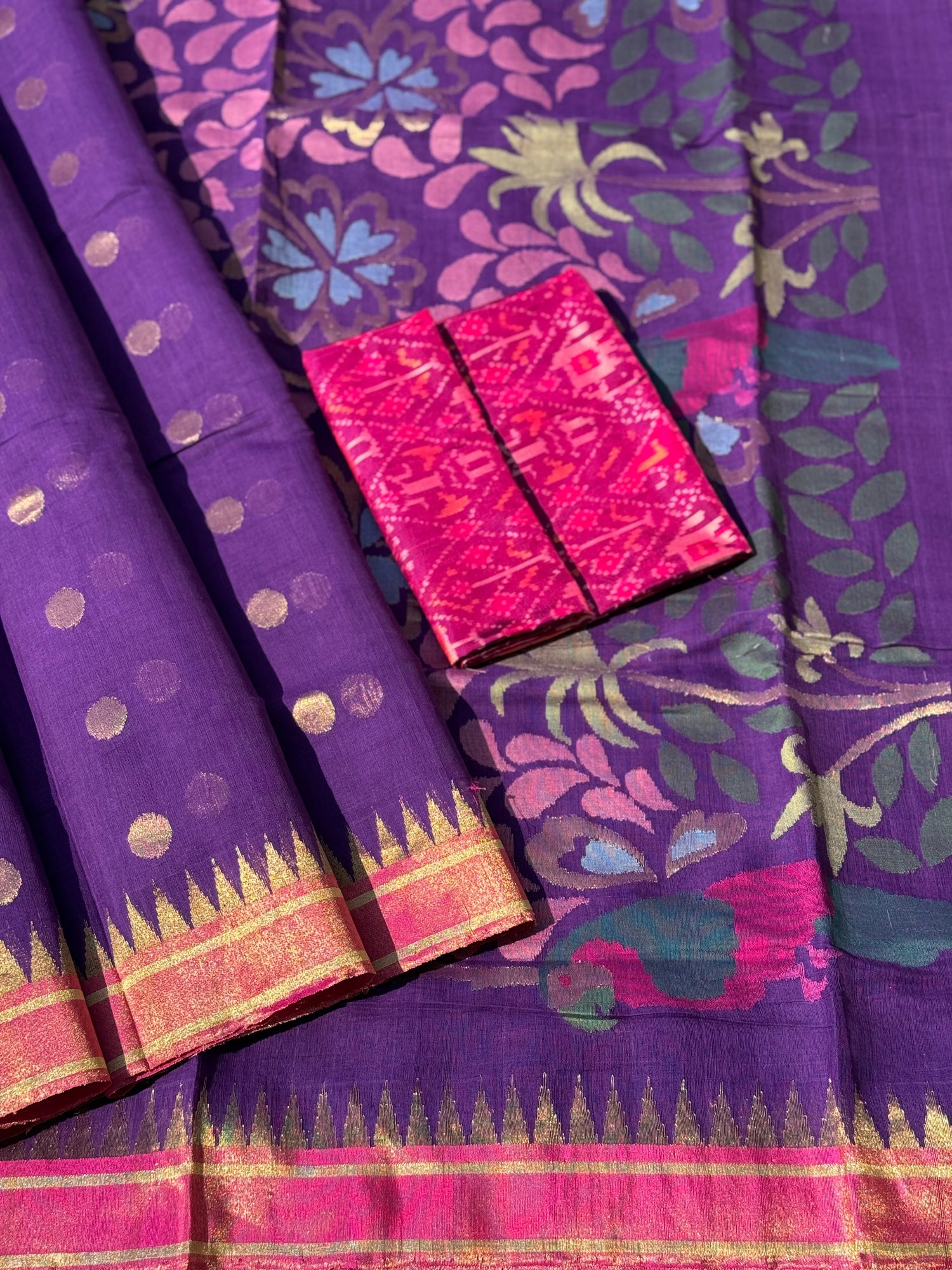 Handspun and handwoven ponduru Khadhi jamdani cotton saree
