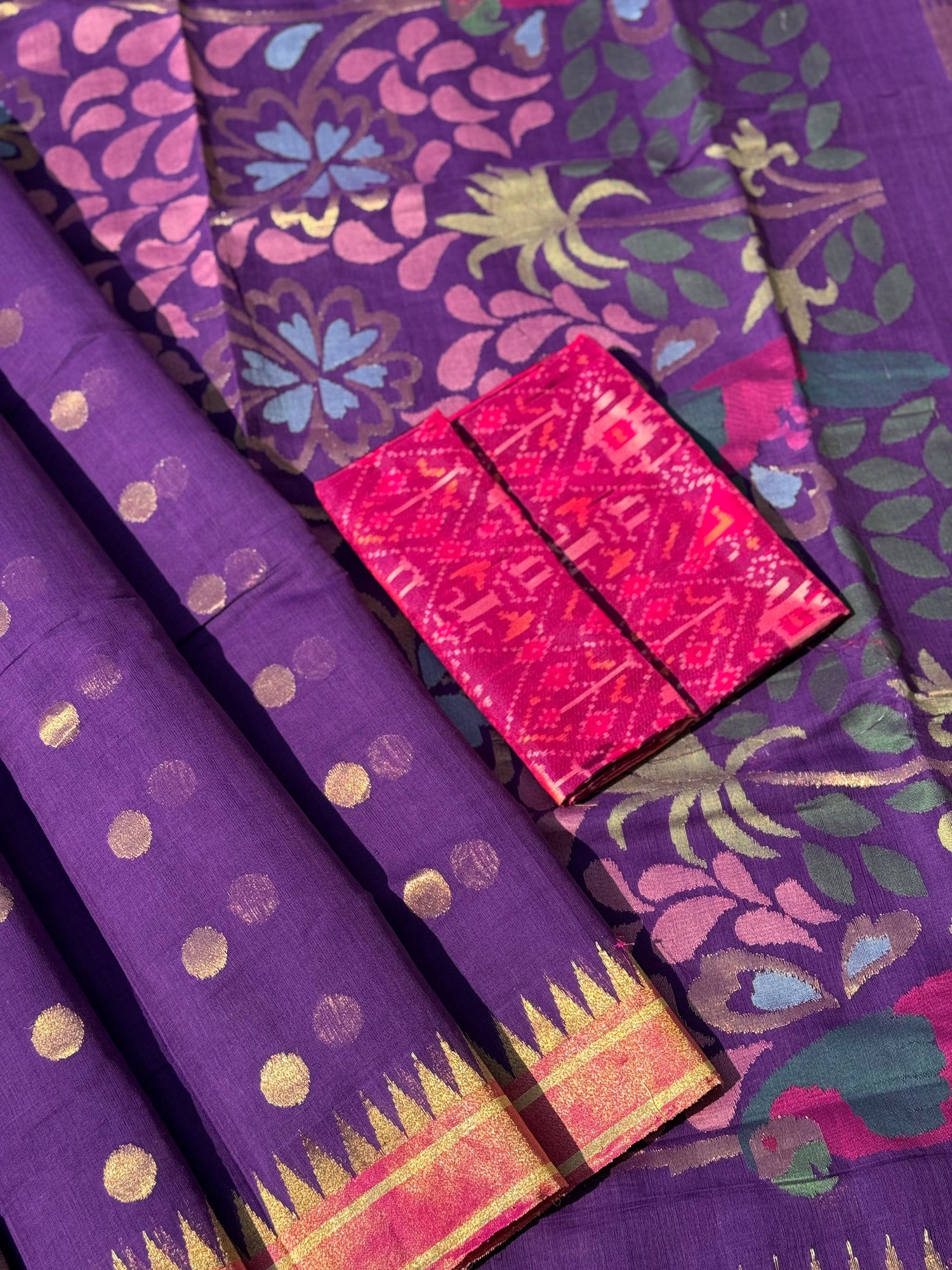 Handspun and handwoven ponduru Khadhi jamdani cotton saree
