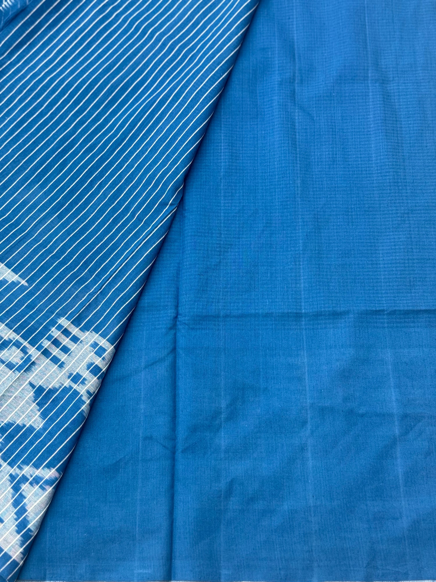 Indigo blue single ikkat cotton saree