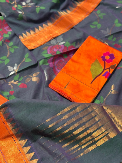 Handspun and handwoven all over full jaal jamdani ponduru Khadhi cotton saree