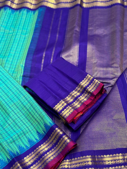 Handwoven gadwal silk cotton saree