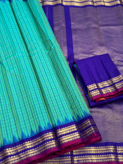 Handwoven gadwal silk cotton saree