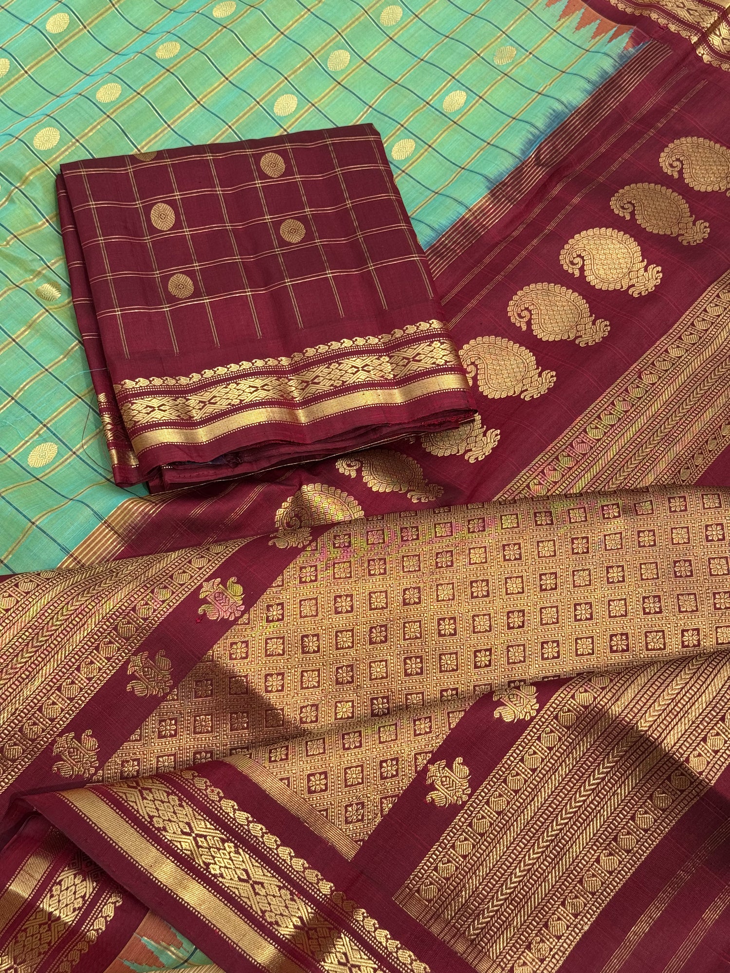 Handwoven kuttu Gadwal linen by silk saree