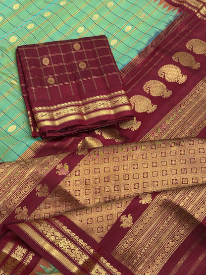 Handwoven kuttu Gadwal linen by silk saree