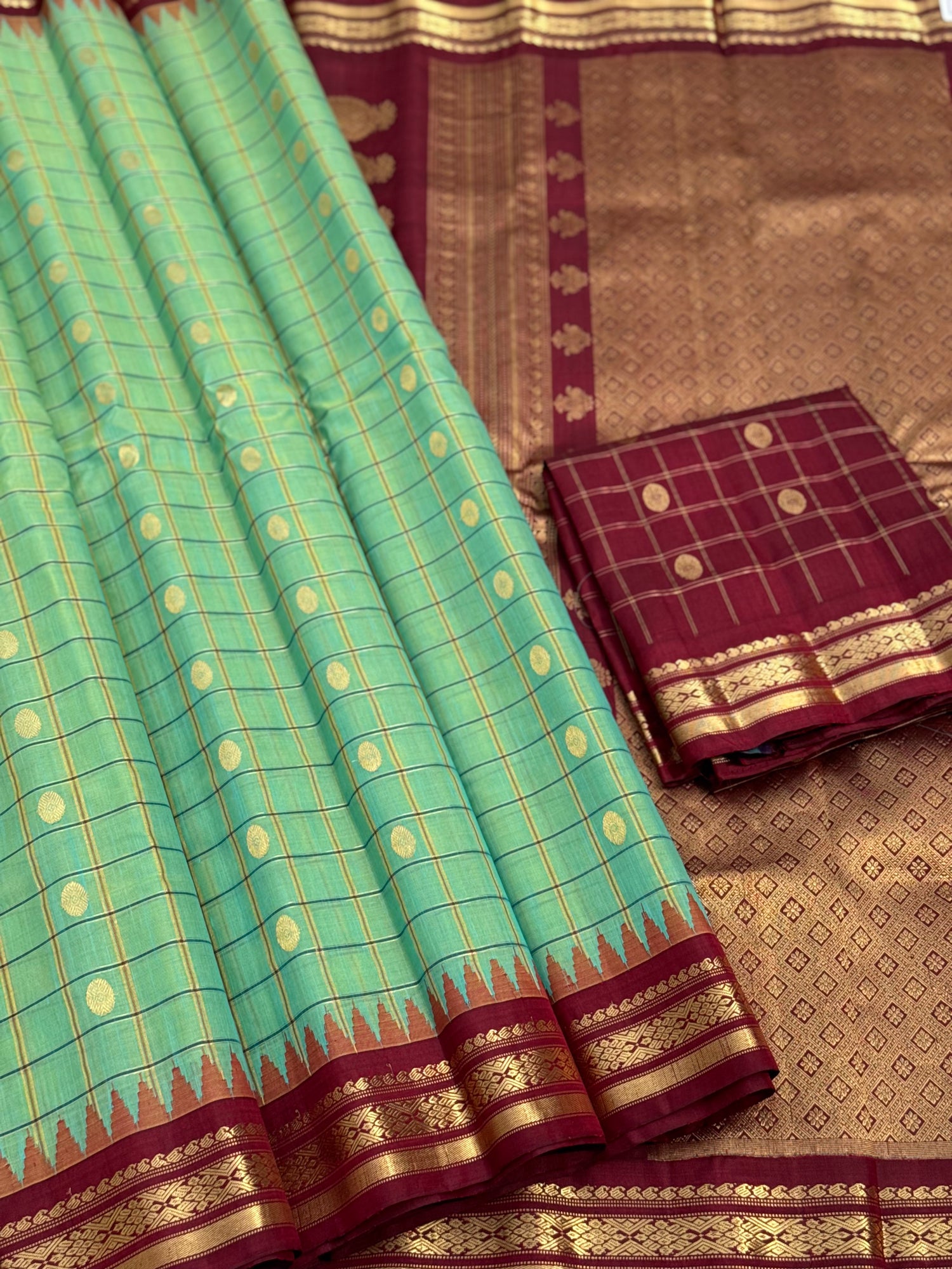 Handwoven kuttu Gadwal linen by silk saree