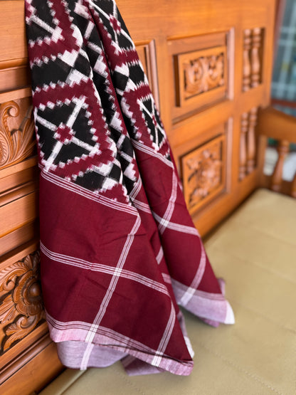 Double ikkat warp and weft pure cotton handwoven Telia Rumal scarf