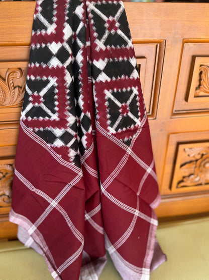 Double ikkat warp and weft pure cotton handwoven Telia Rumal scarf