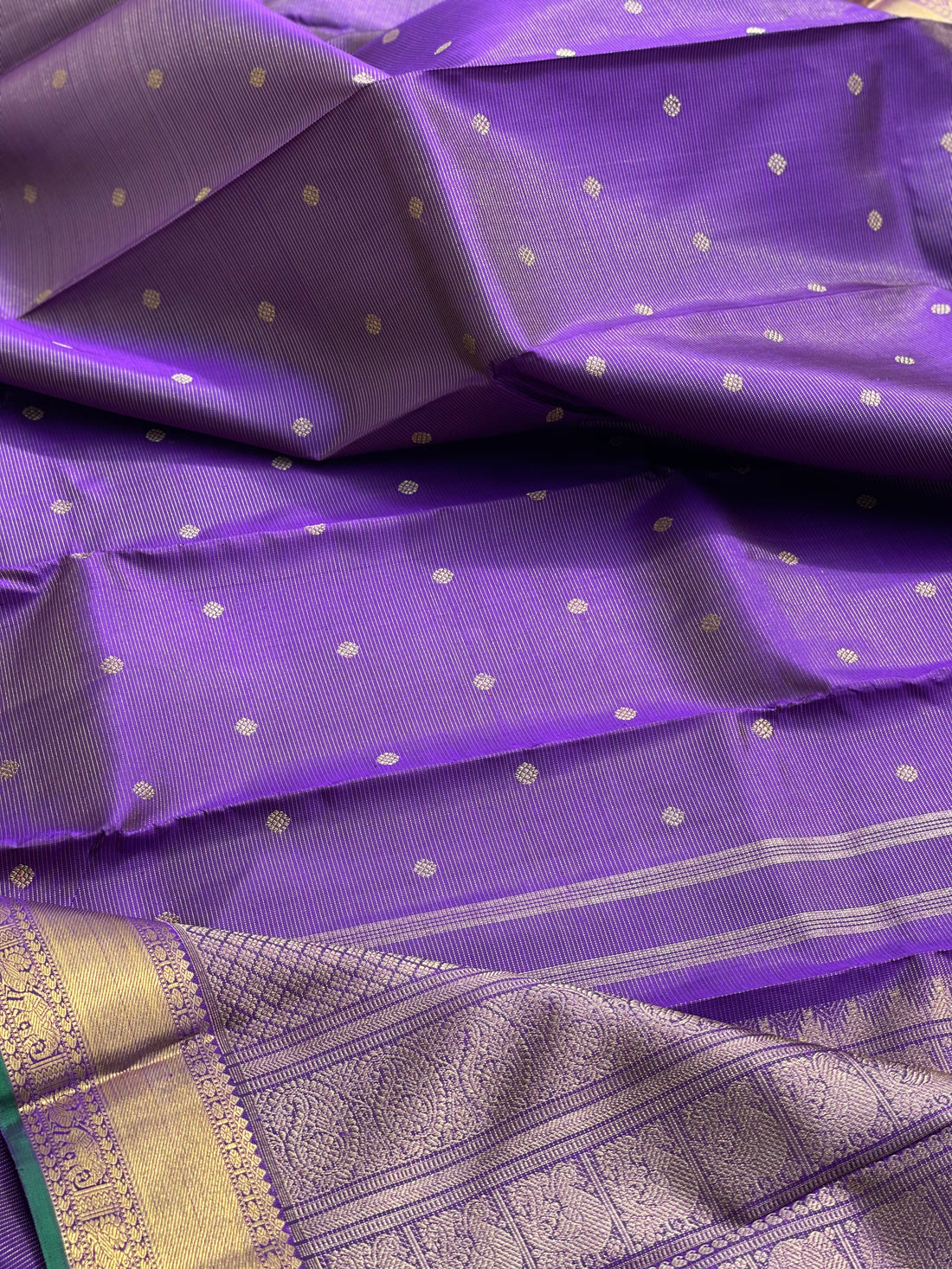 Gorgeous Purple Blue with green Selvedge Vairaoosi Kanchivaram Silk