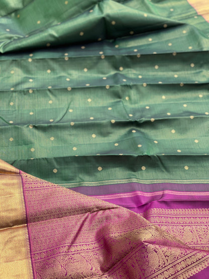 BottleGreen Heirloom Vairoosi Kanchivaram Silk Saree