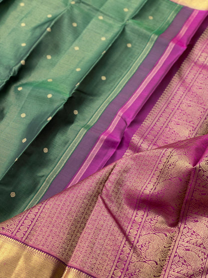 BottleGreen Heirloom Vairoosi Kanchivaram Silk Saree