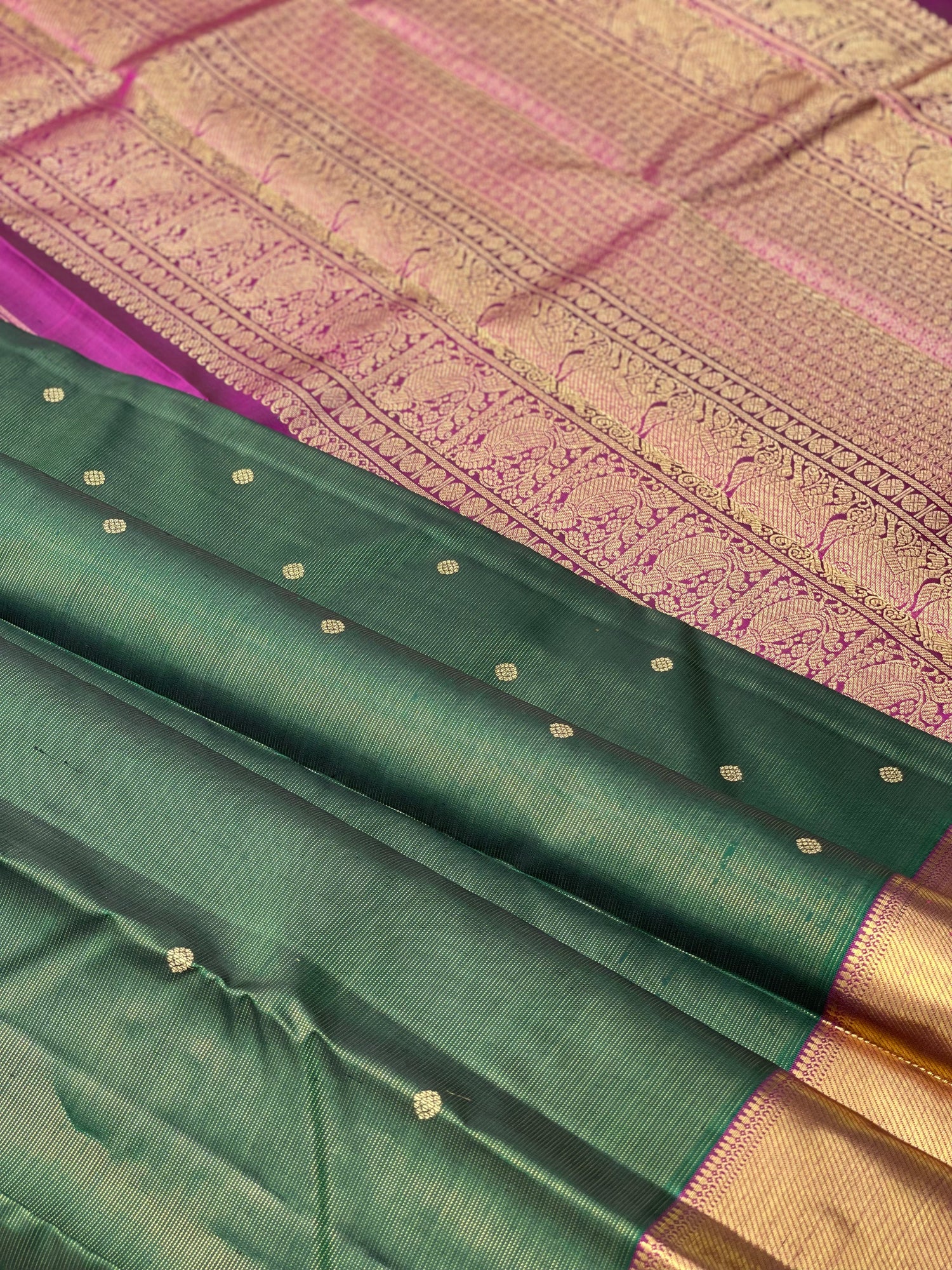 BottleGreen Heirloom Vairoosi Kanchivaram Silk Saree