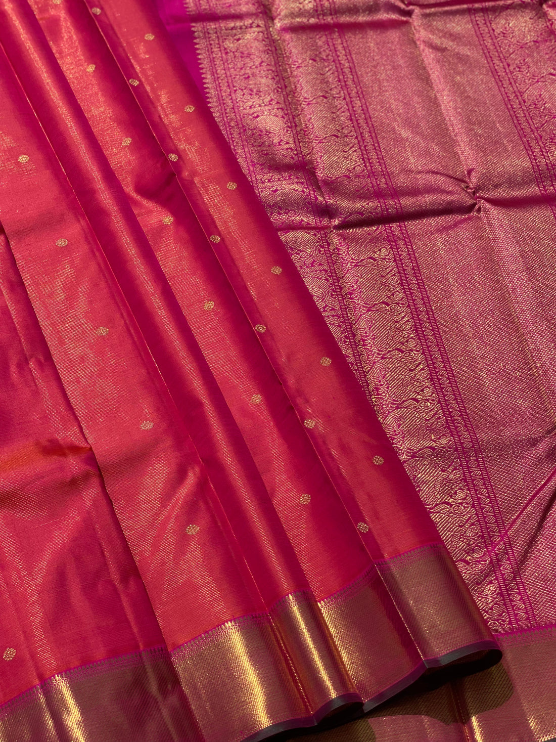 Peachish Pink Heirloom Vairaoosi Kanchivaram Silk Saree
