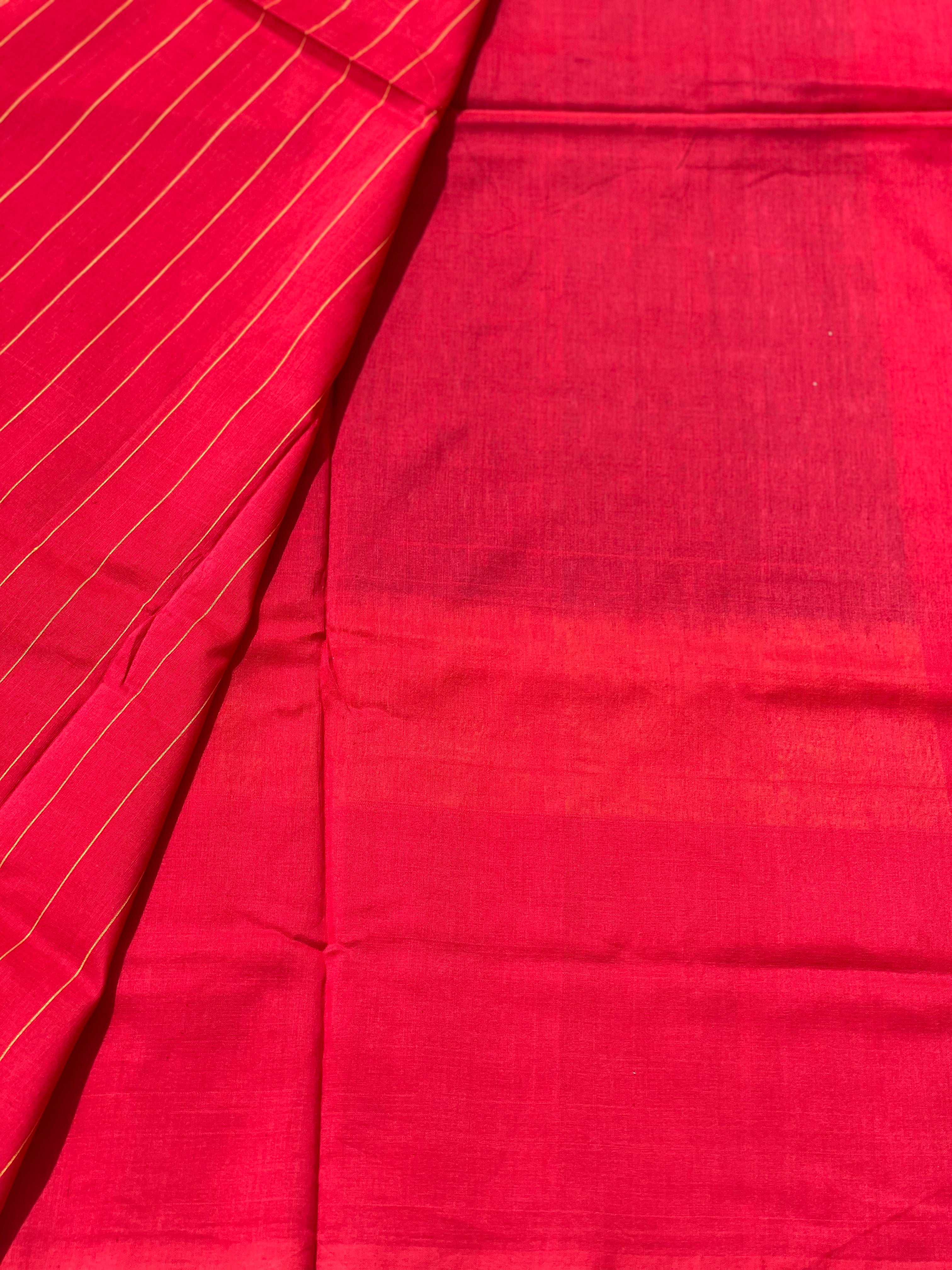 Beautiful weft ikkat cotton Saree with in yellow red and blue